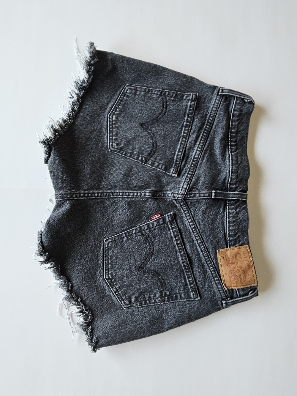 Levi's Black Denim Cutoff Shorts - High Waist Frayed Hem